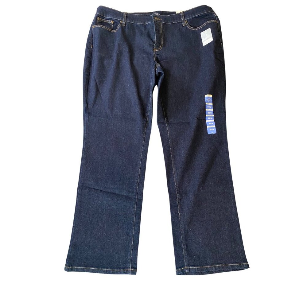 St. Johns Bay Secretly Slender Straight Leg Blue Jean Stretchy Dark Wash Size 20